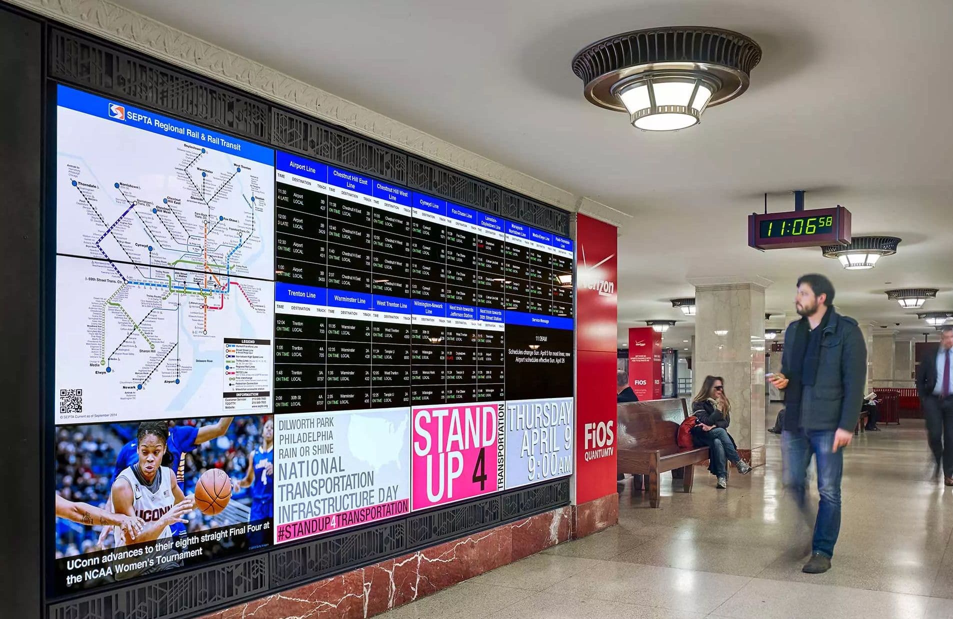 Led displays used in an airport or train station